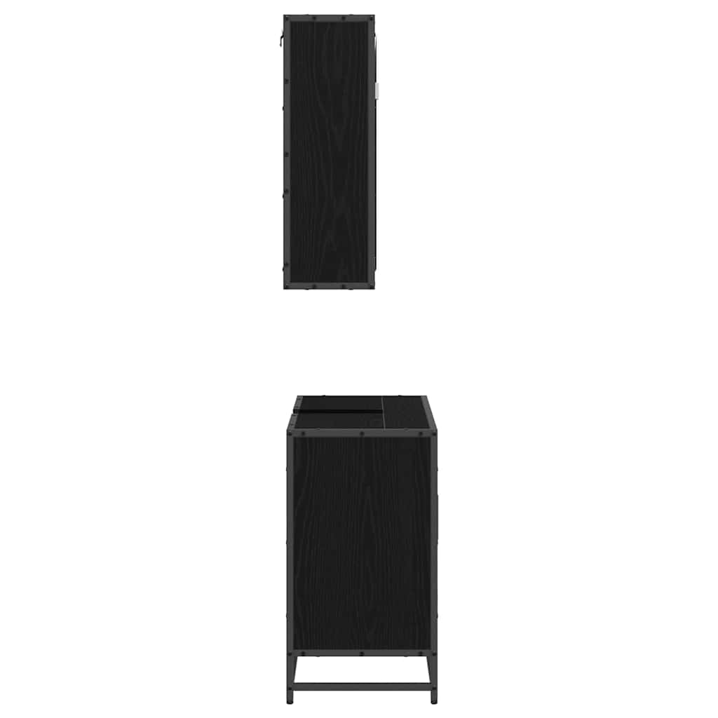 Set namještaja za kupaonicu 2 pcs Crni hrast Konstruirano drvo