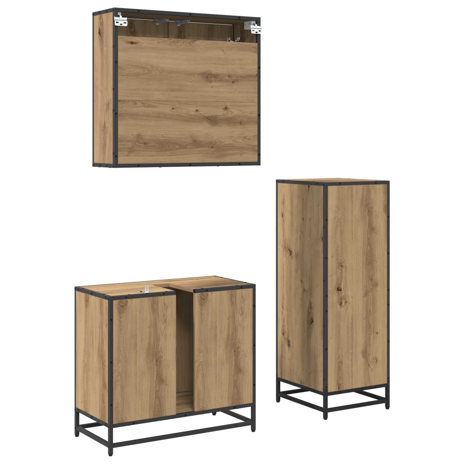 Set namještaja za kupaonicu s ladicama 3 pcs Umjetnički hrast