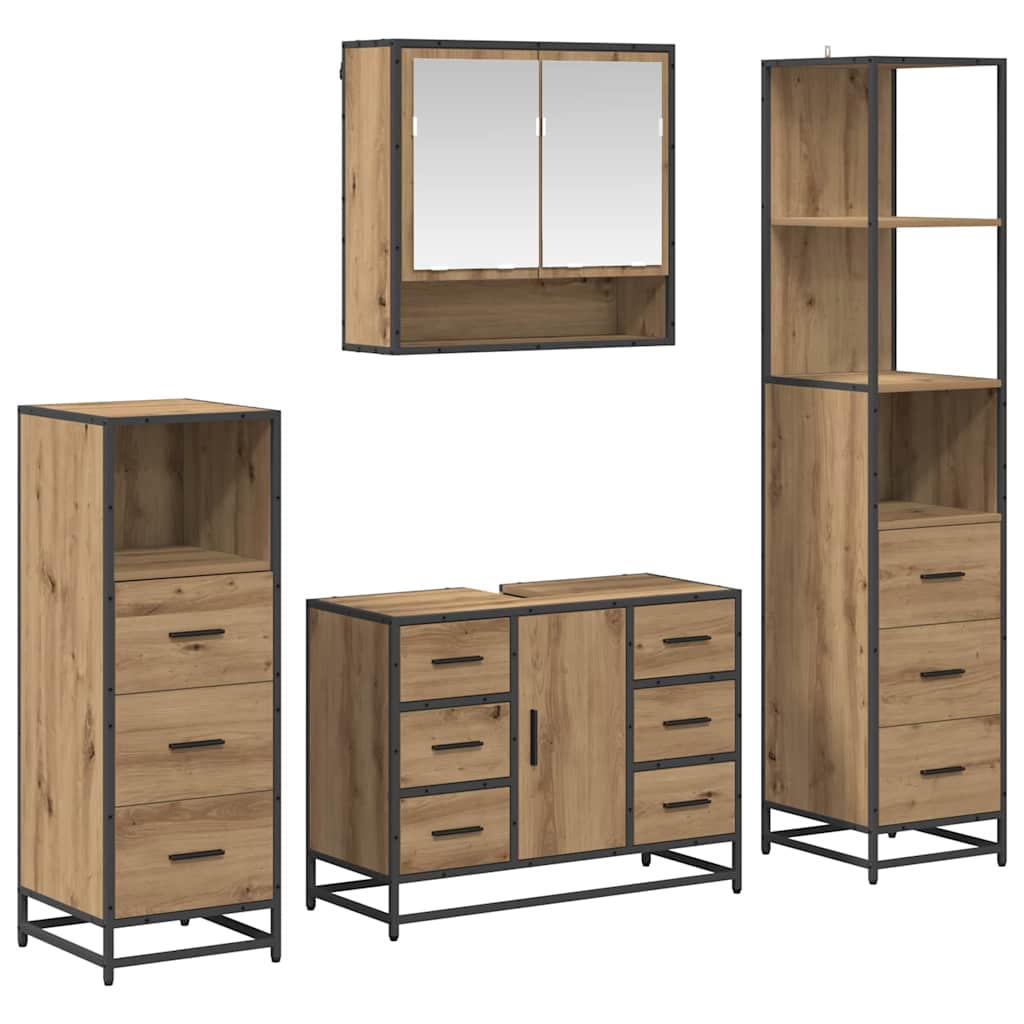 Set namještaja za kupaonicu s ladicama 4 pcs Umjetnički hrast