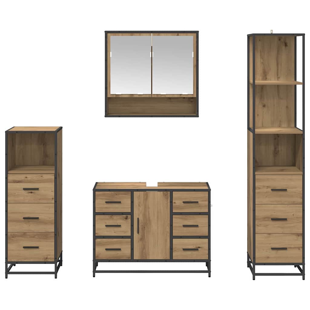 Set namještaja za kupaonicu s ladicama 4 pcs Umjetnički hrast