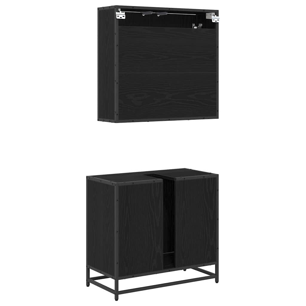 Set namještaja za kupaonicu 2 pcs Crni hrast Konstruirano drvo