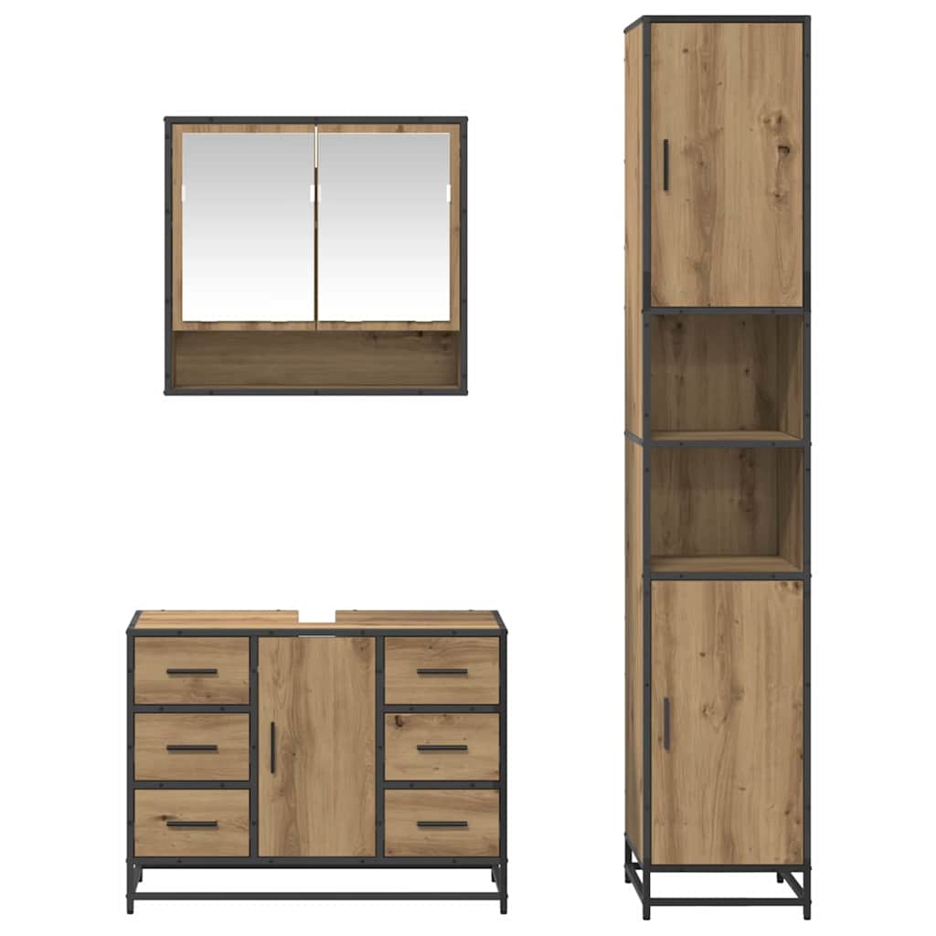 Set namještaja za kupaonicu s ladicama 3 pcs Umjetnički hrast