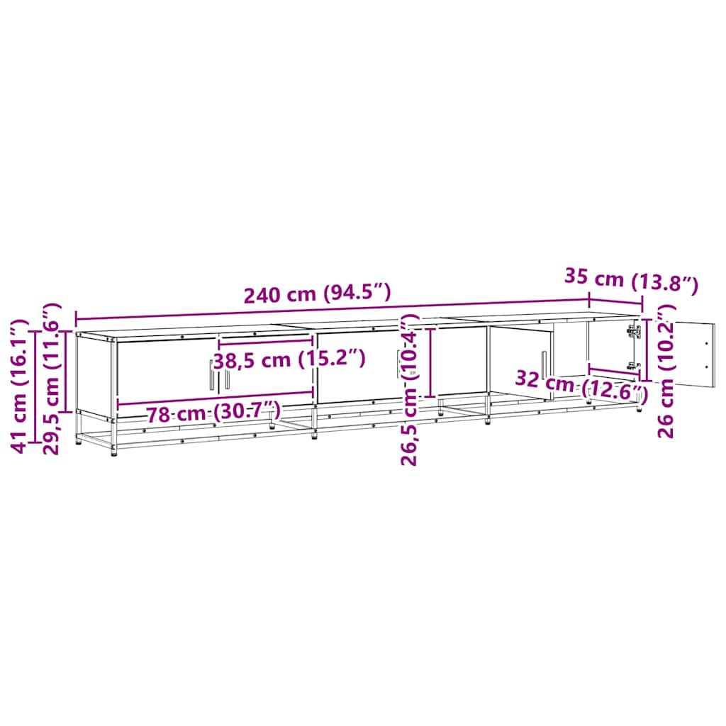 TV Jedinice 2 pcs Umjetnički hrast 240 x 35 x 41 cm
