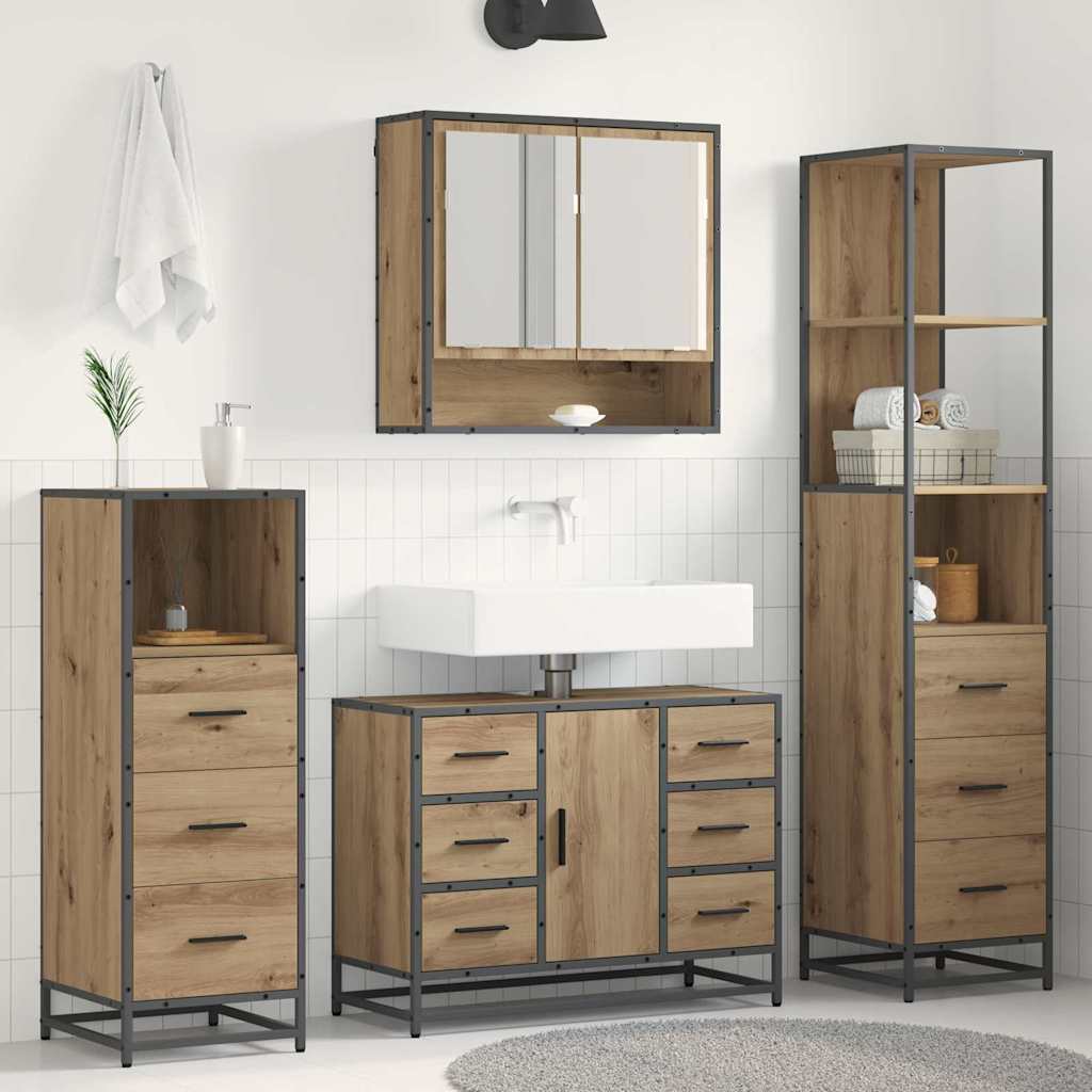 Set namještaja za kupaonicu s ladicama 3 pcs Umjetnički hrast