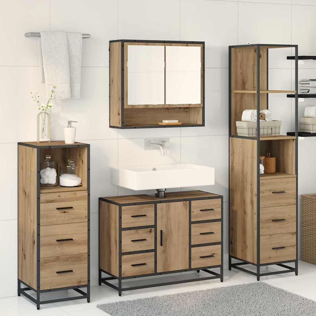 Set namještaja za kupaonicu s ladicama 3 pcs Umjetnički hrast