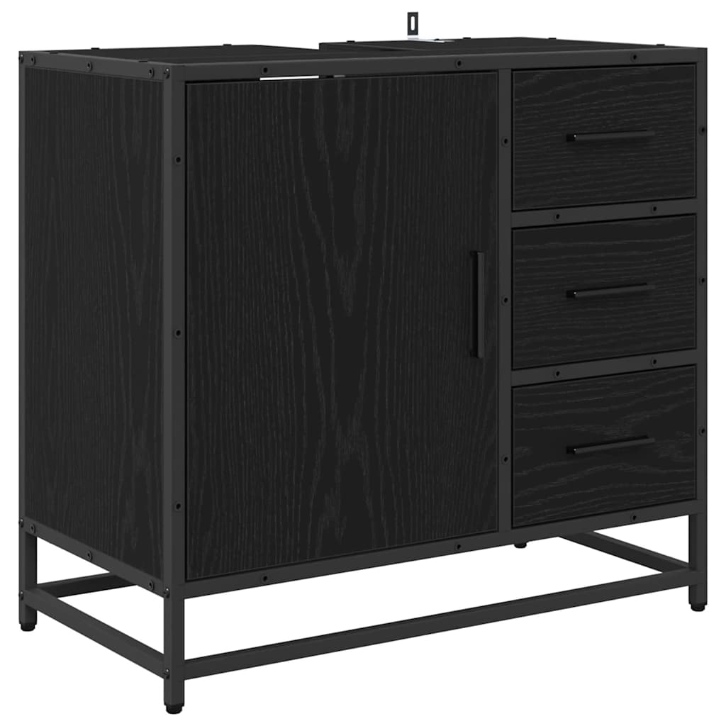 Set namještaja za kupaonicu 2 pcs Crni hrast Konstruirano drvo