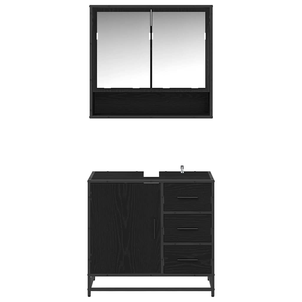 Set namještaja za kupaonicu 2 pcs Crni hrast Konstruirano drvo