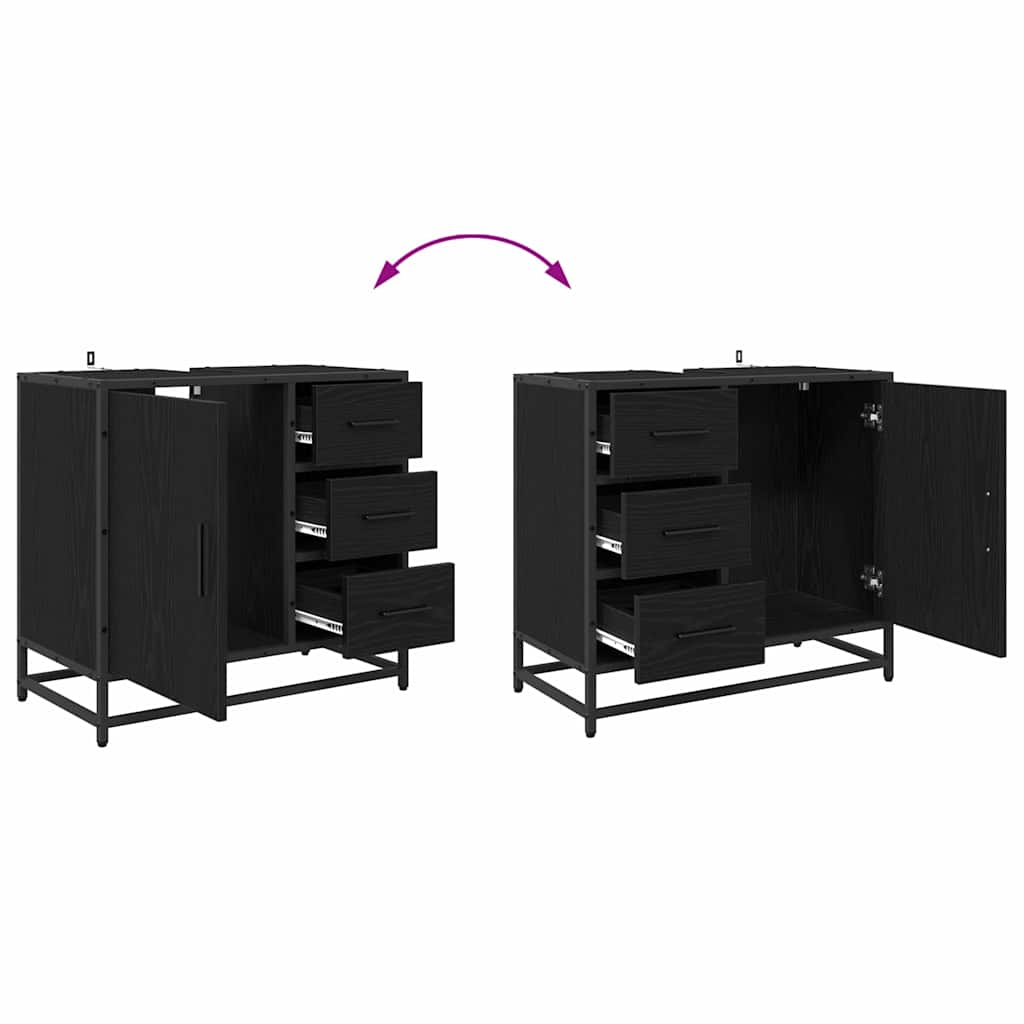 Set namještaja za kupaonicu 2 pcs Crni hrast Konstruirano drvo