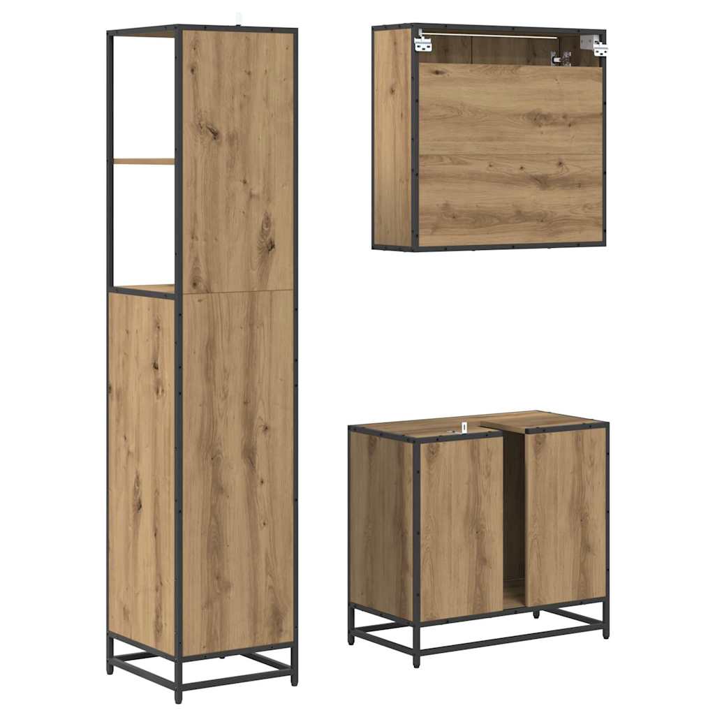 Set namještaja za kupaonicu s ladicama 3 pcs Umjetnički hrast