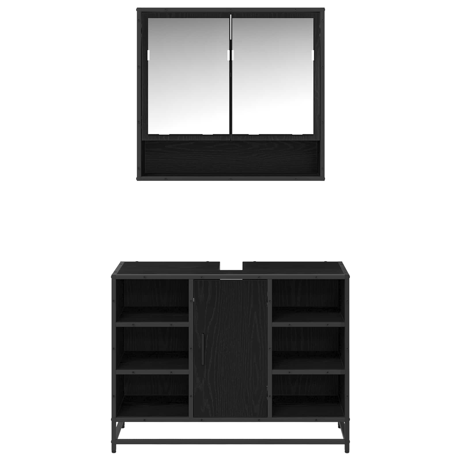 Set namještaja za kupaonicu 2 pcs Crni hrast Konstruirano drvo