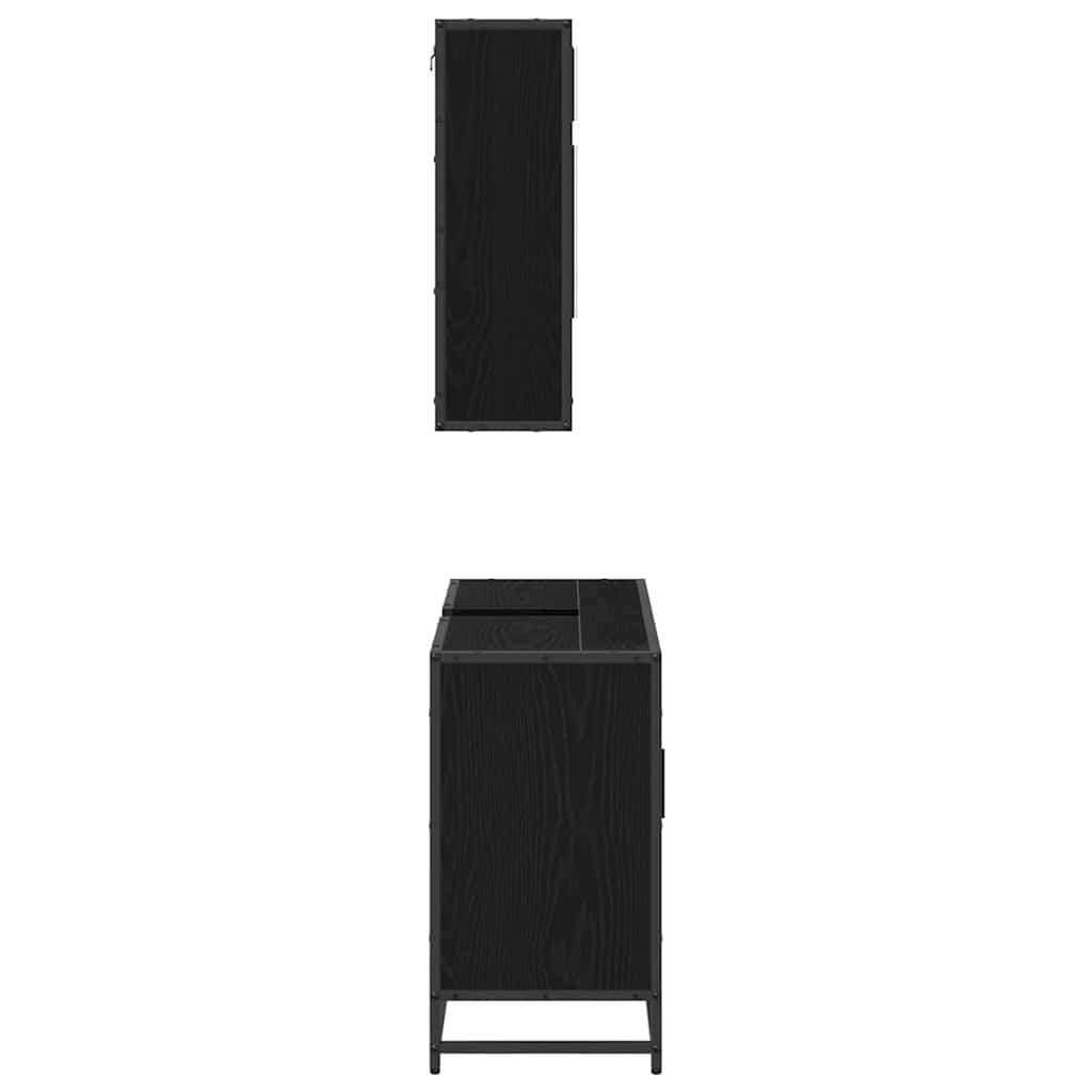 Set namještaja za kupaonicu 2 pcs Crni hrast Konstruirano drvo