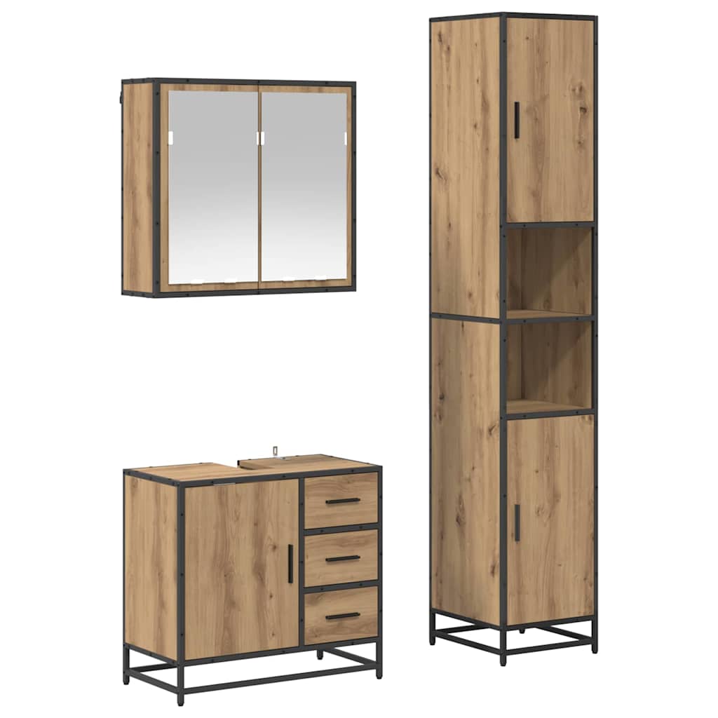 Set namještaja za kupaonicu s ladicama 3 pcs Umjetnički hrast