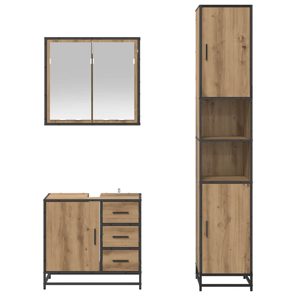Set namještaja za kupaonicu s ladicama 3 pcs Umjetnički hrast