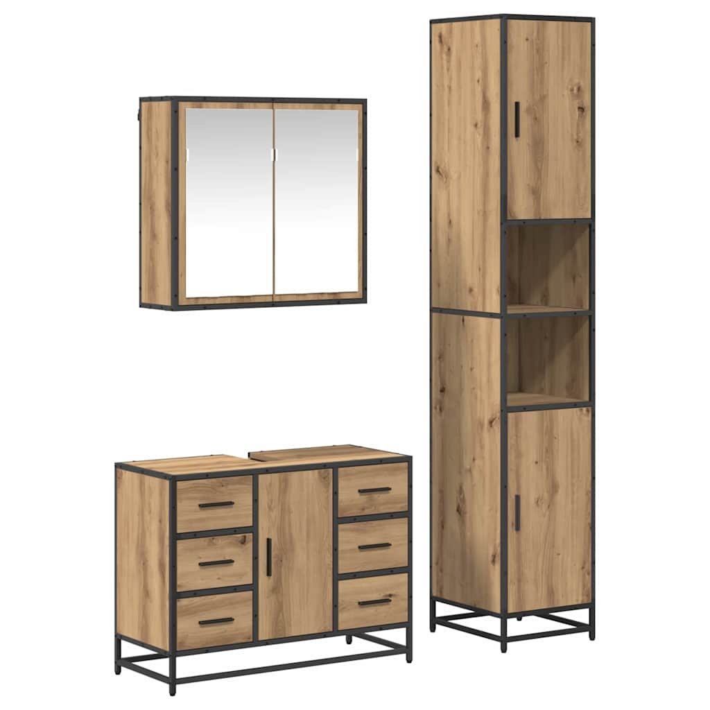 Set namještaja za kupaonicu s ladicama 3 pcs Umjetnički hrast
