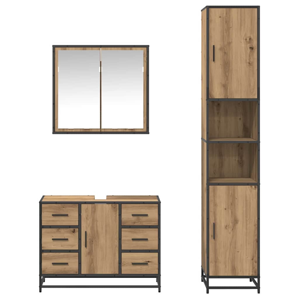 Set namještaja za kupaonicu s ladicama 3 pcs Umjetnički hrast