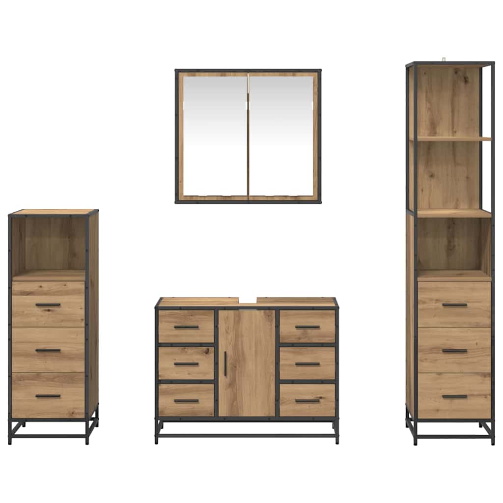 Set namještaja za kupaonicu s ladicama 4 pcs hrast artisan