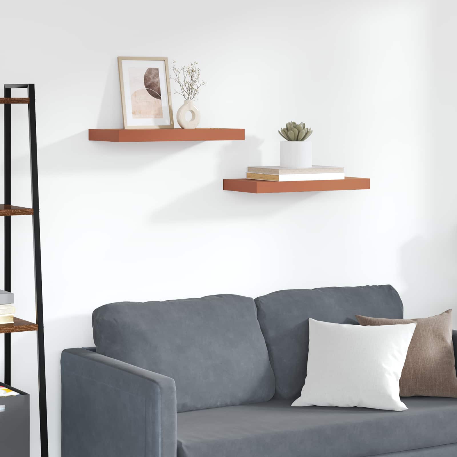 Polica na zidu 2 pcs Crvena 50 x 23 x 4 cm Konstruirano drvo