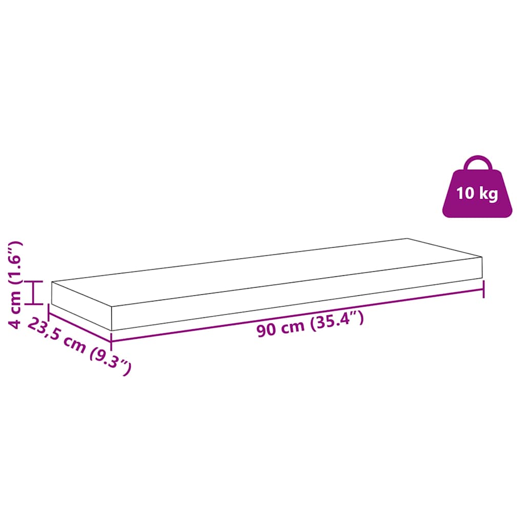 Polica na zidu 4 pcs Crvena 90 x 23,5 x 4 cm Konstruirano drvo