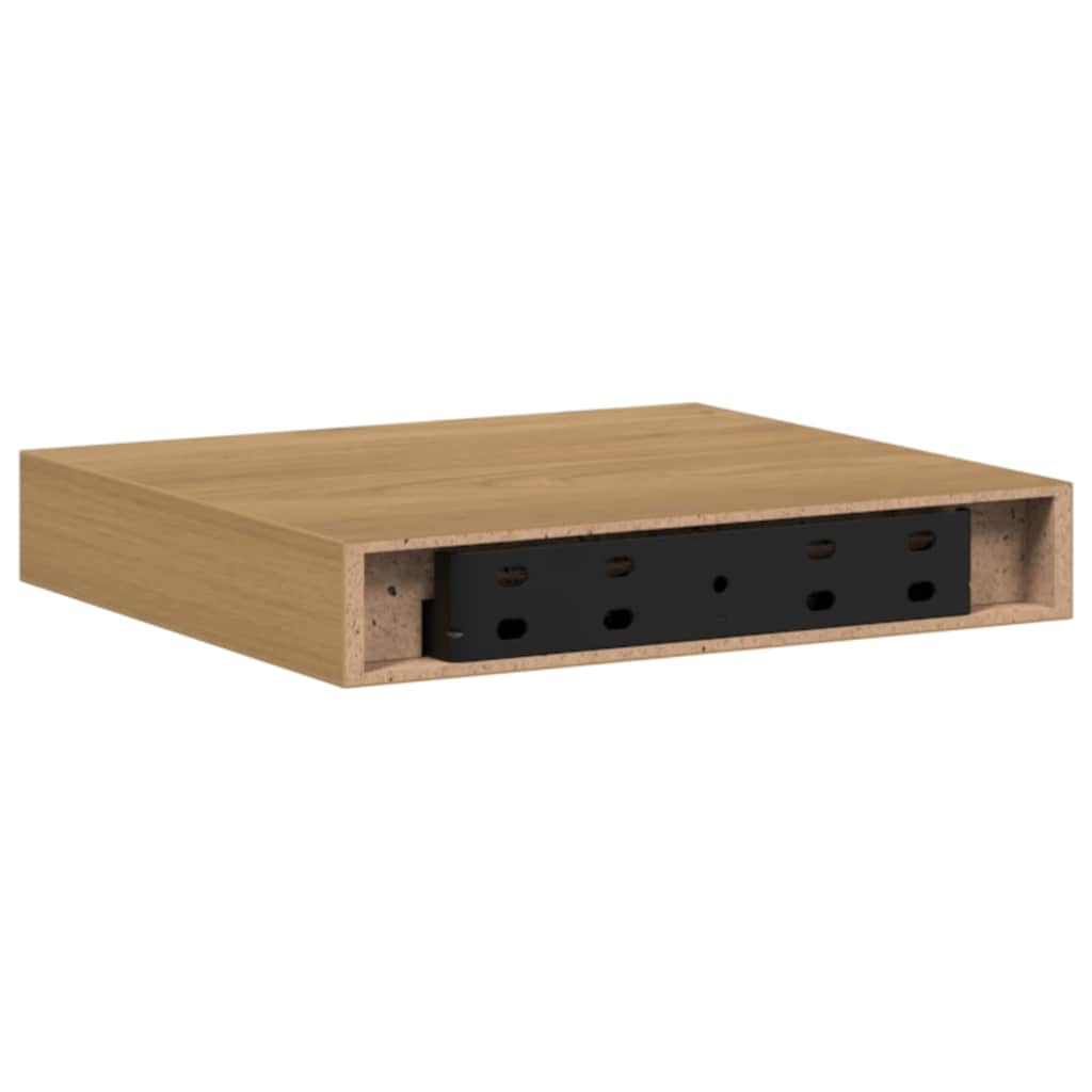 Polica na zidu 2 pcs Smeđa 23 x 23,5 x 4 cm Konstruirano drvo