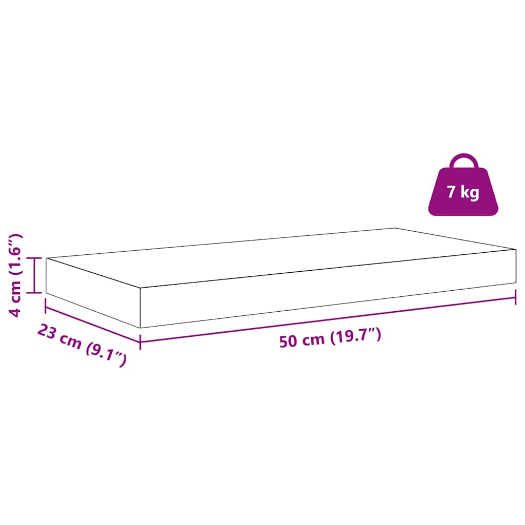 Polica na zidu 2 pcs Smeđa 50 x 23 x 4 cm Konstruirano drvo