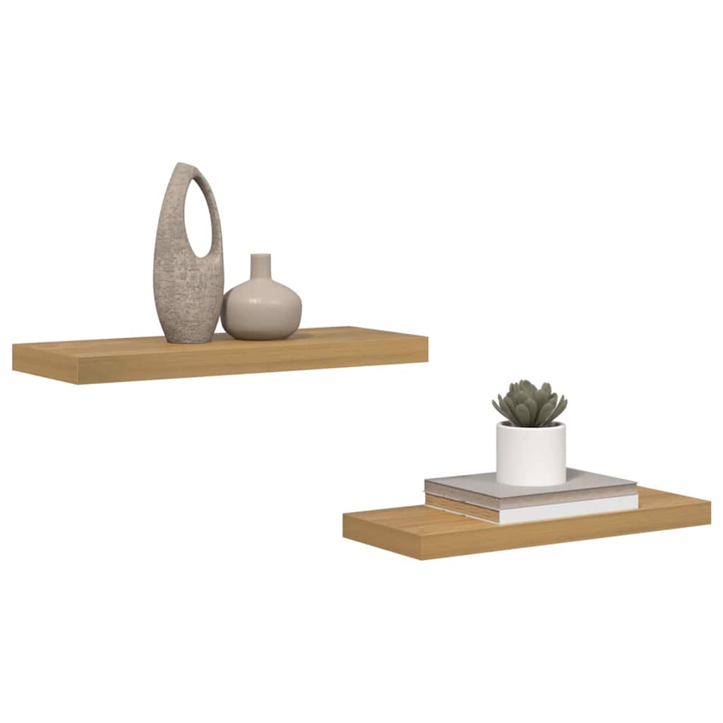 Polica na zidu 2 pcs Smeđa 60 x 23 x 4 cm Konstruirano drvo