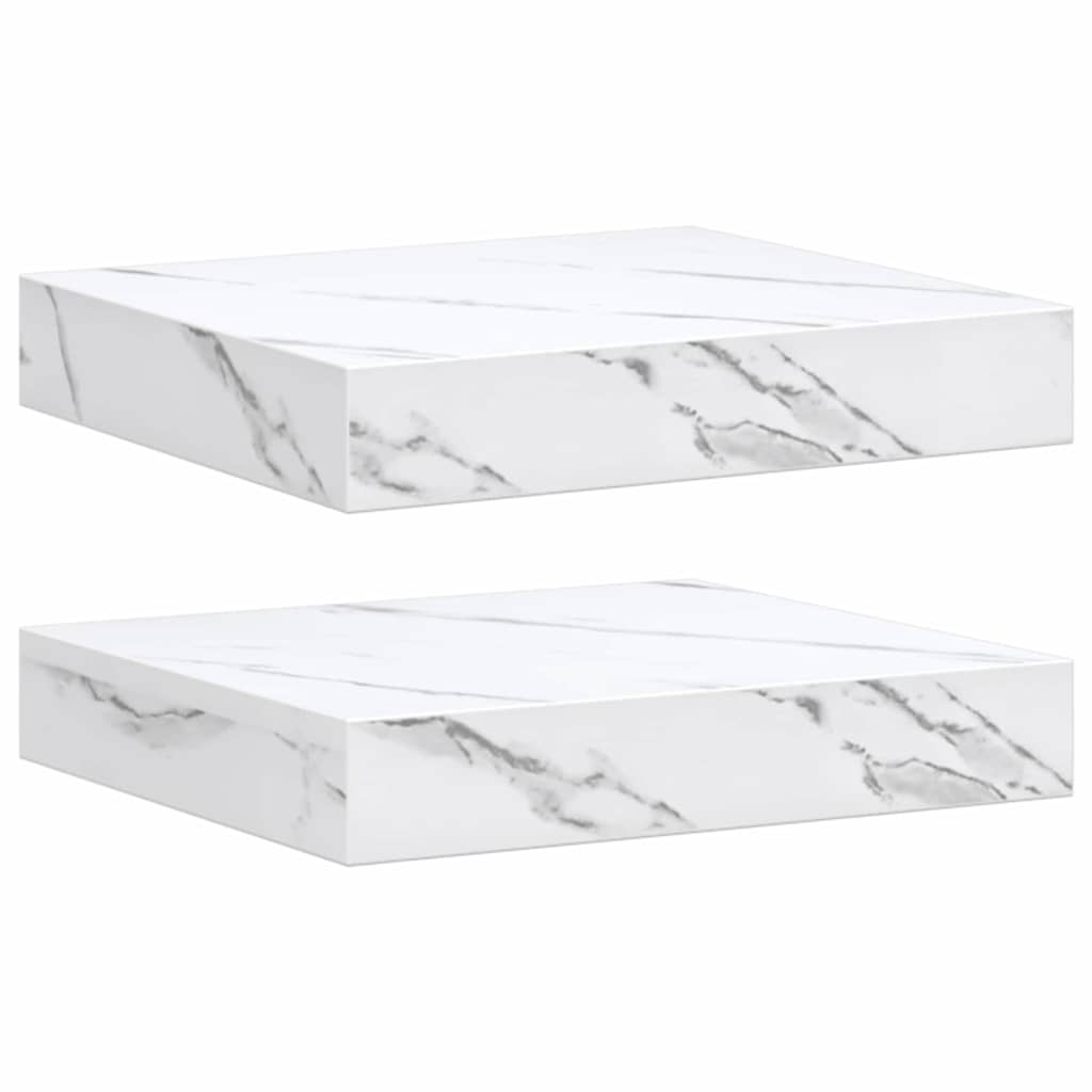 Polica na zidu Zidne 2 pcs Bijeli mramor 23 x 23,5 x 4 cm