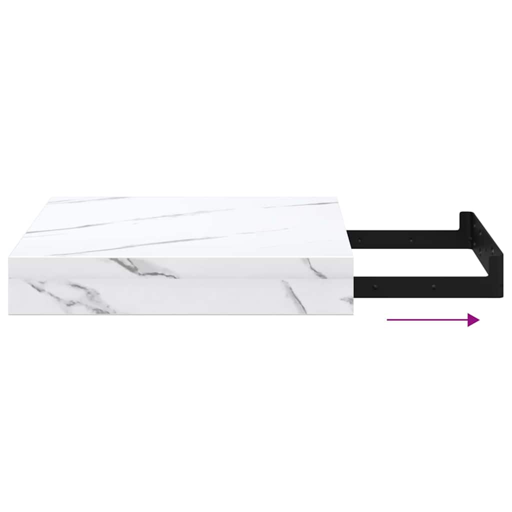 Polica na zidu Zidne 2 pcs Bijeli mramor 23 x 23,5 x 4 cm
