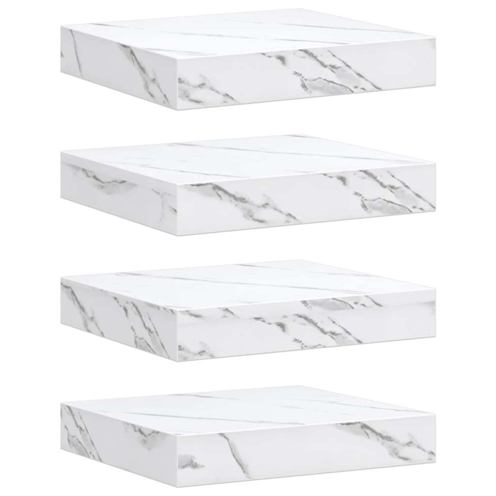 Polica na zidu Zidne 4 pcs Bijeli mramor 23 x 23,5 x 4 cm