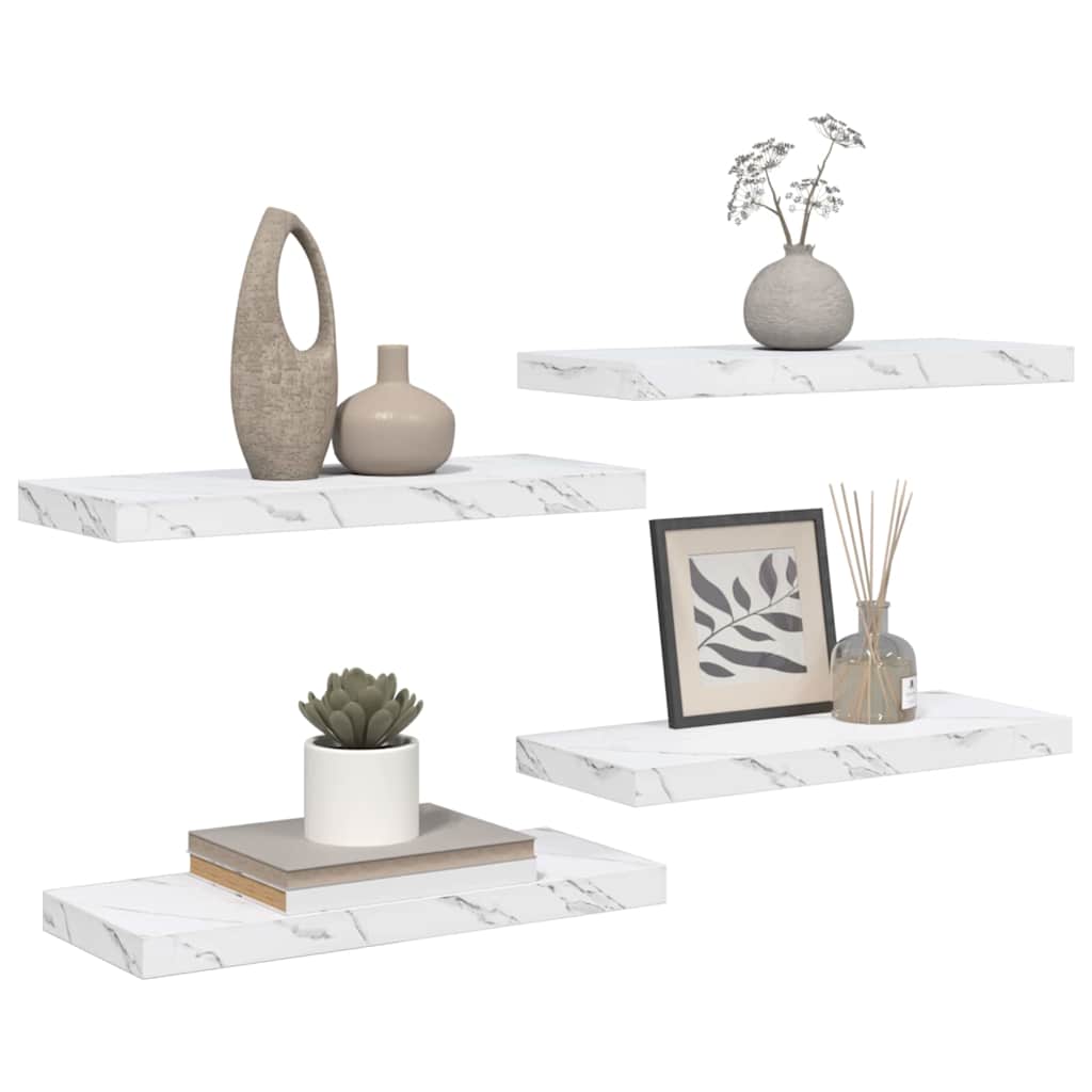 Polica na zidu Zidne 4 pcs Bijeli mramor 60 x 23 x 4 cm