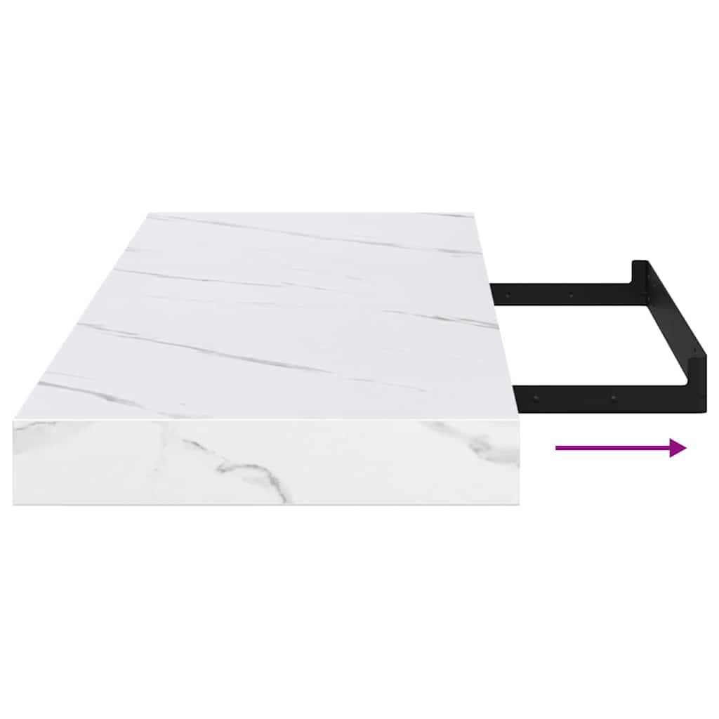 Polica na zidu Zidne 2 pcs Bijeli mramor 90 x 23,5 x 4 cm