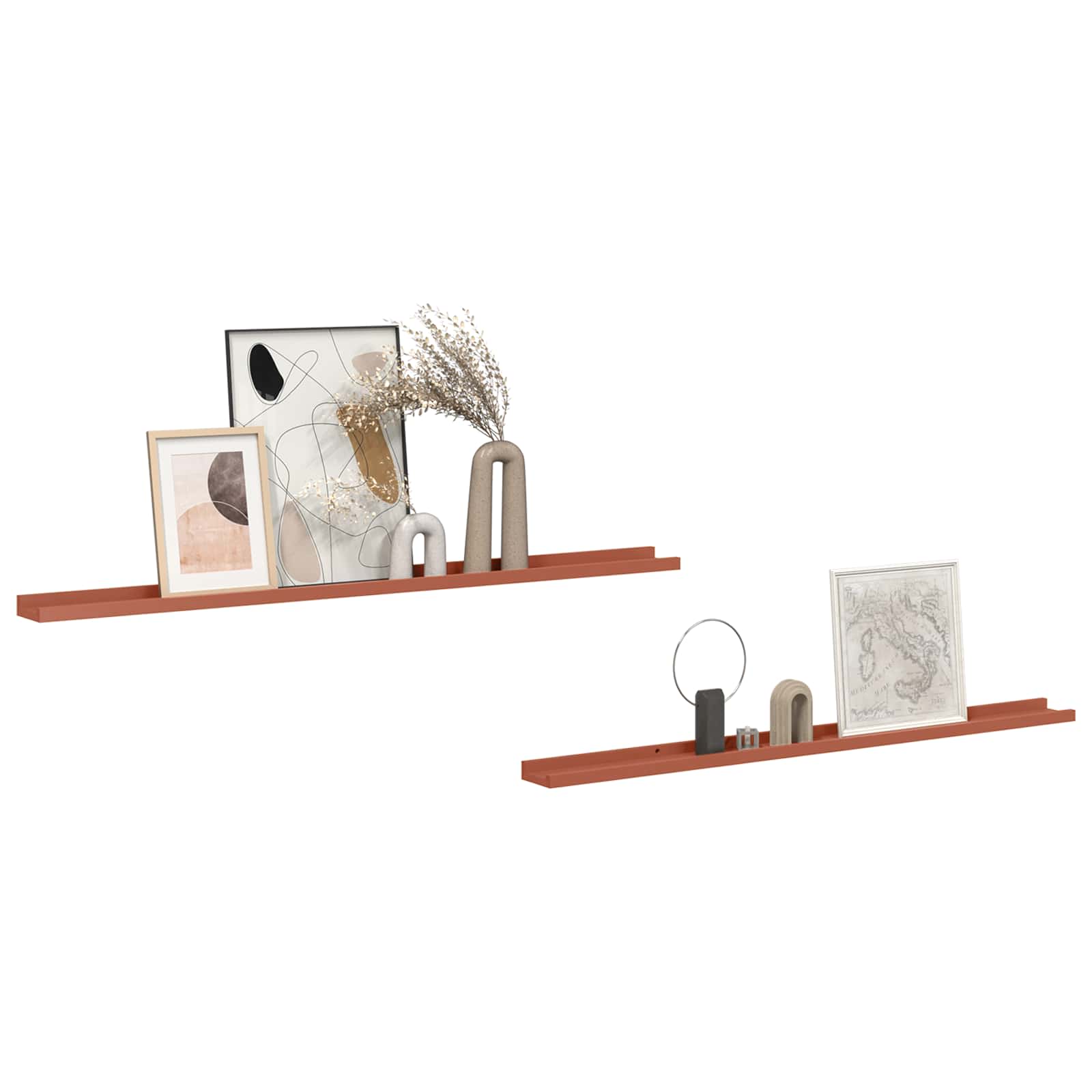 Polica na zidu 2 pcs Crvena 115 x 9 x 3 cm Konstruirano drvo
