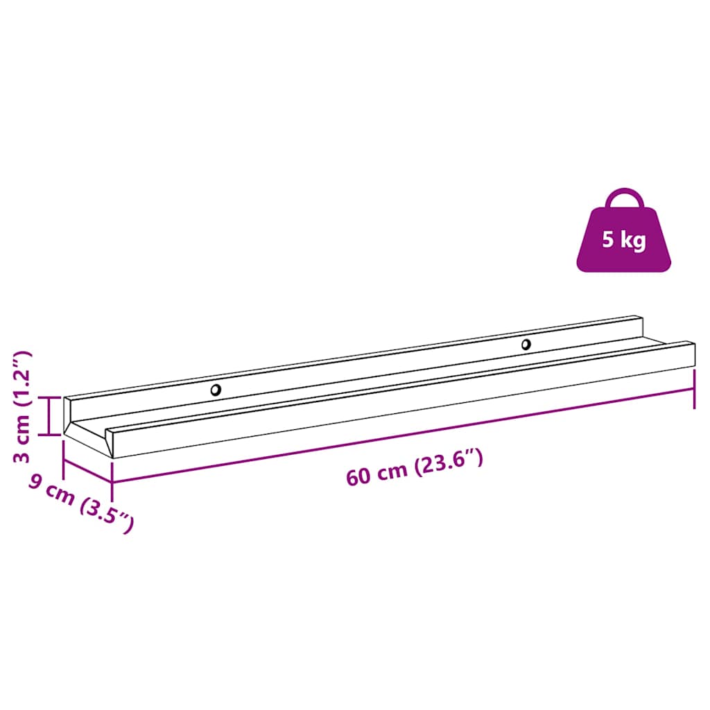 Polica na zidu 4 pcs Crvena 60 x 9 x 3 cm Konstruirano drvo