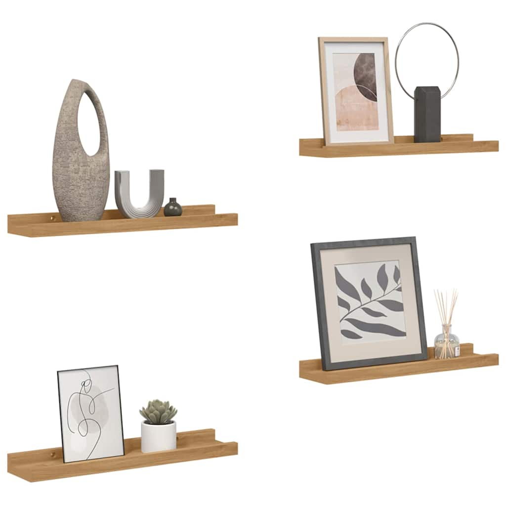 Polica na zidu 4 pcs Smeđa 60 x 9 x 3 cm Konstruirano drvo