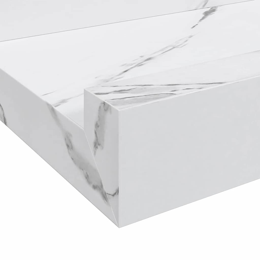 Polica na zidu s policom 2 pcs Bijeli mramor 80 x 9 x 3 cm