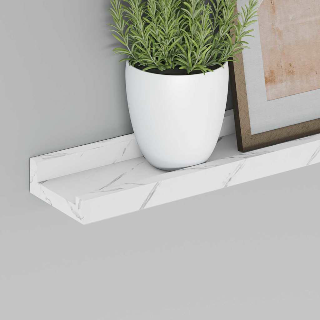 Polica na zidu s policom 2 pcs Bijeli mramor 80 x 9 x 3 cm