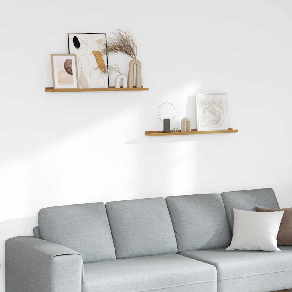 Polica na zidu Zidne 2 pcs Bež 80 x 9 x 3 cm Konstruirano drvo