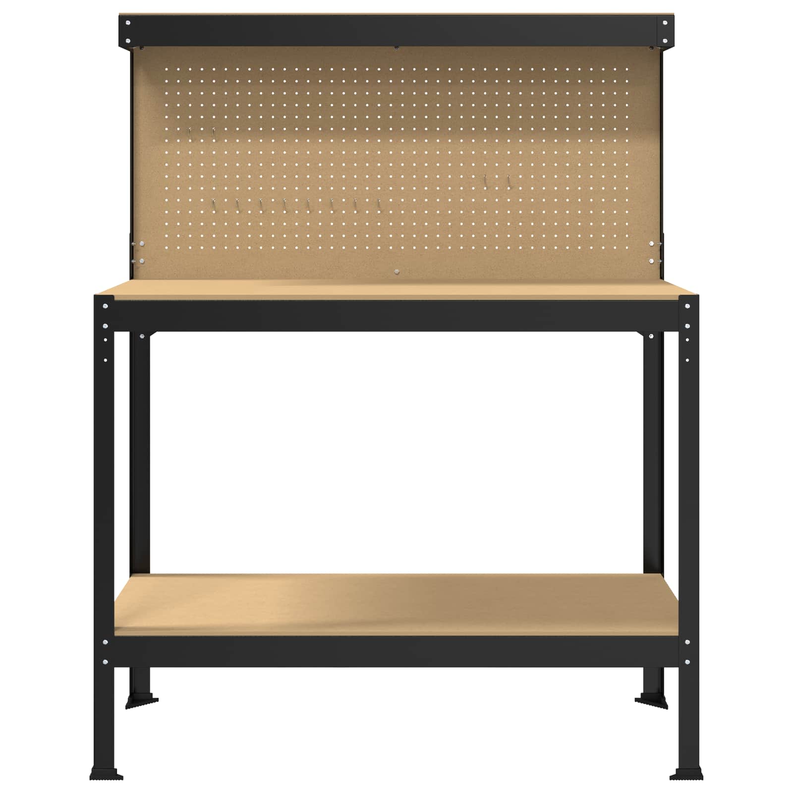 Radna klupa Crna 114 x 54 x 145 cm Projektirano drvo i metal