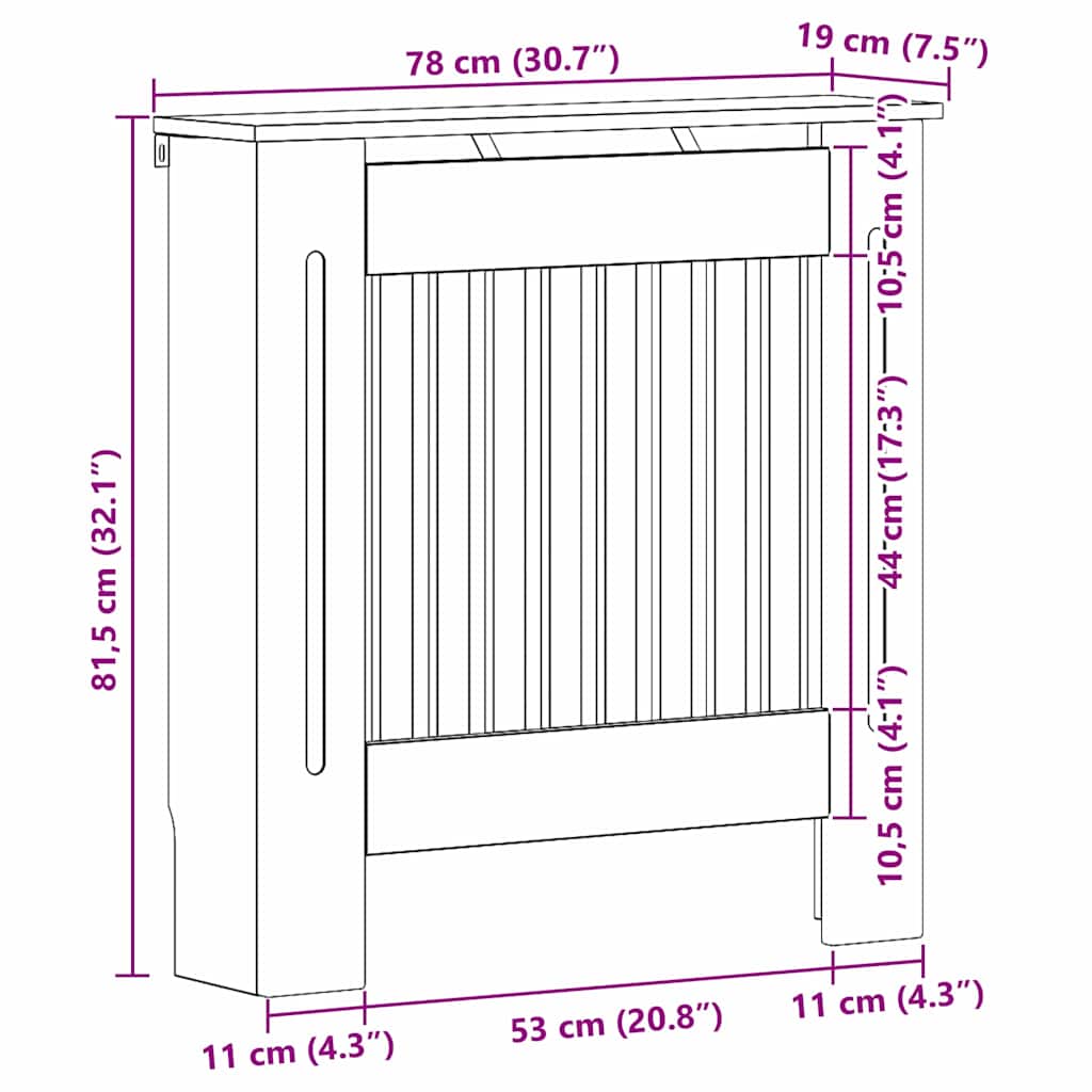 Pokrivač radijatora Dimljeni hrast 78 x 19 x 81,5 cm
