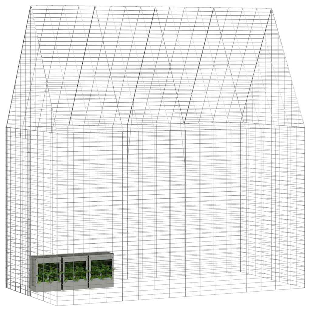 Kavez za zečeve Srebrno 200 x 100 x 210 cm Cinkani čelik