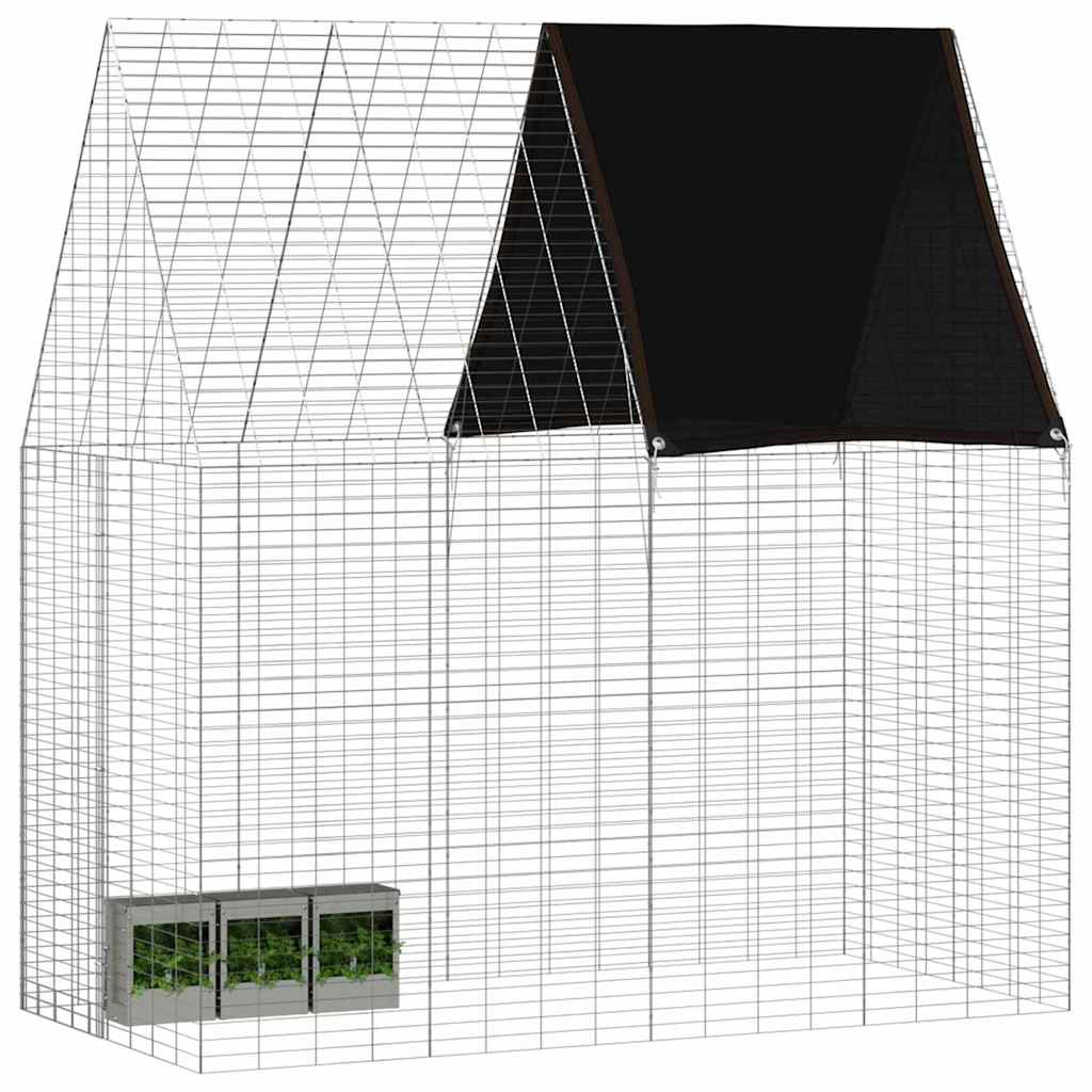 Kavez za zečeve Srebrno 200 x 100 x 210 cm Cinkani čelik