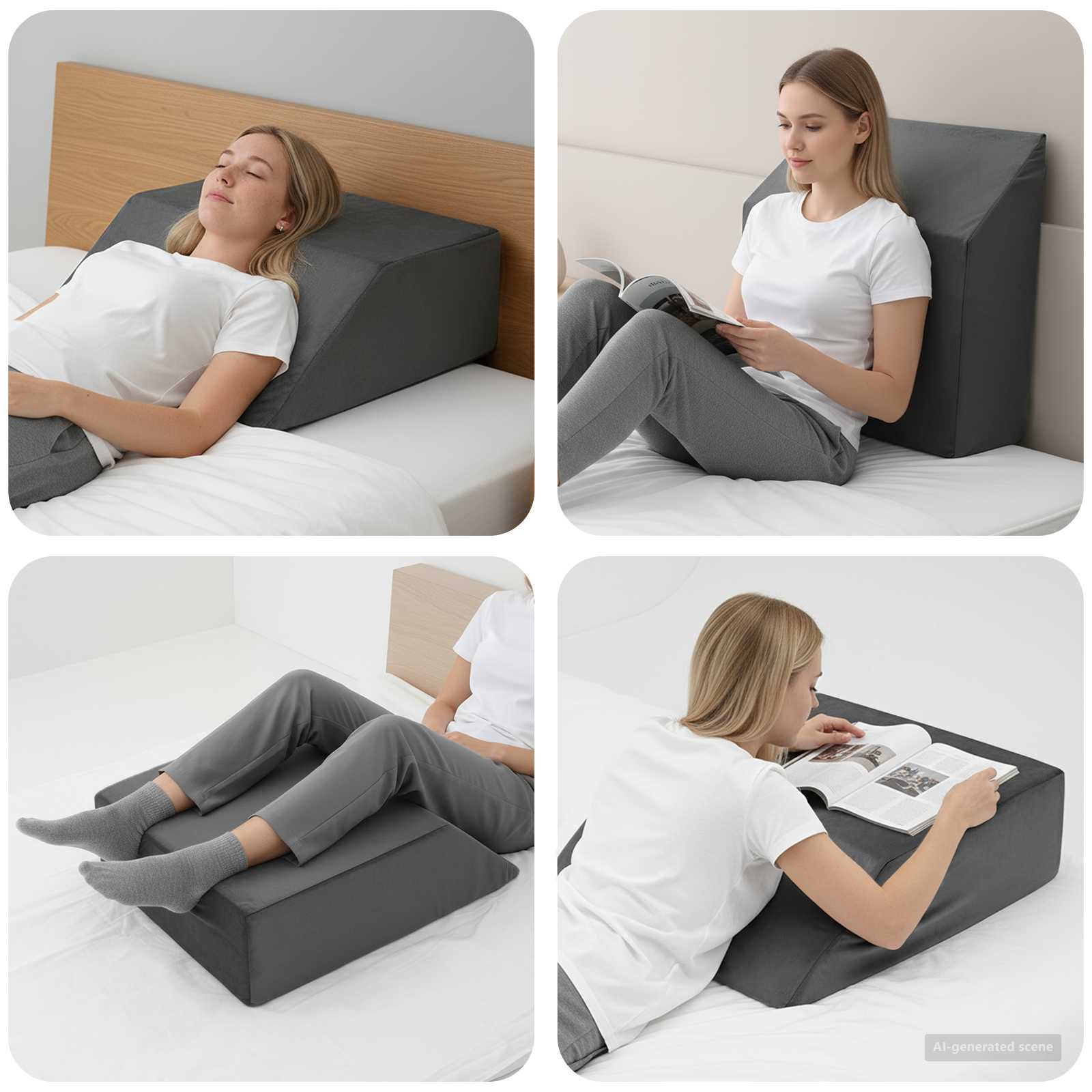 Jastučić za noge Jednobojno Siva 63 x 52 x 19 cm PU pjena