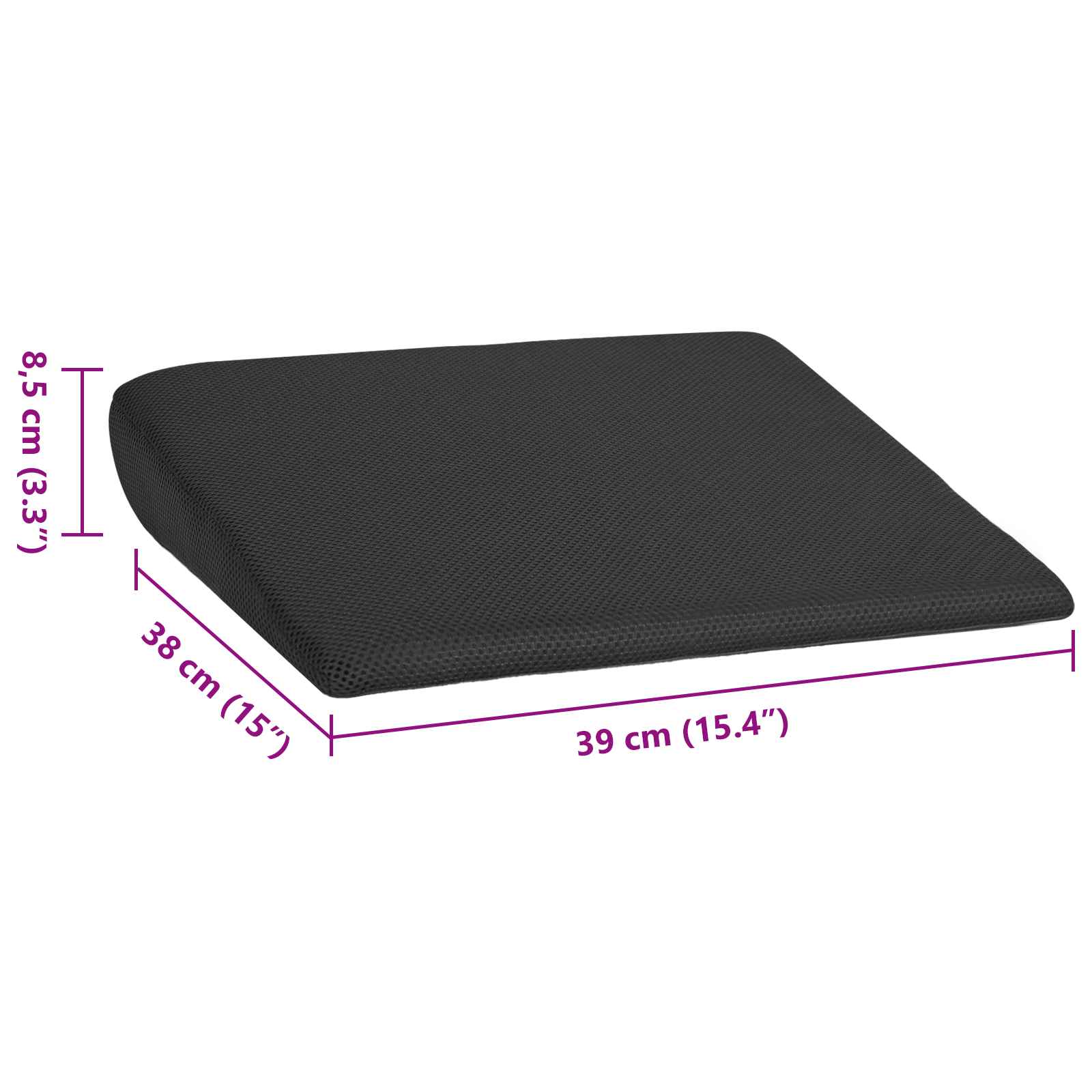Jastuk za sjedalo Crna 39 x 38 x 8,5 cm PU pjena