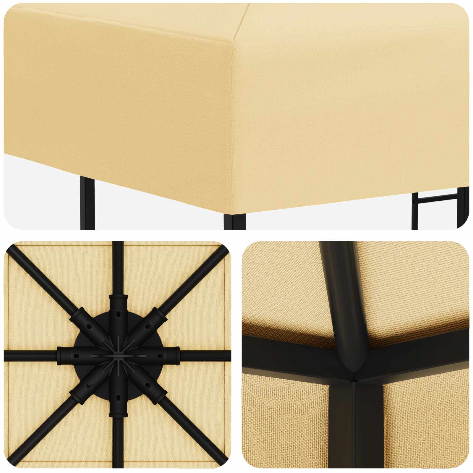 Gazebo 3 x 3 m Krem Poliester i čelik 190 gsm