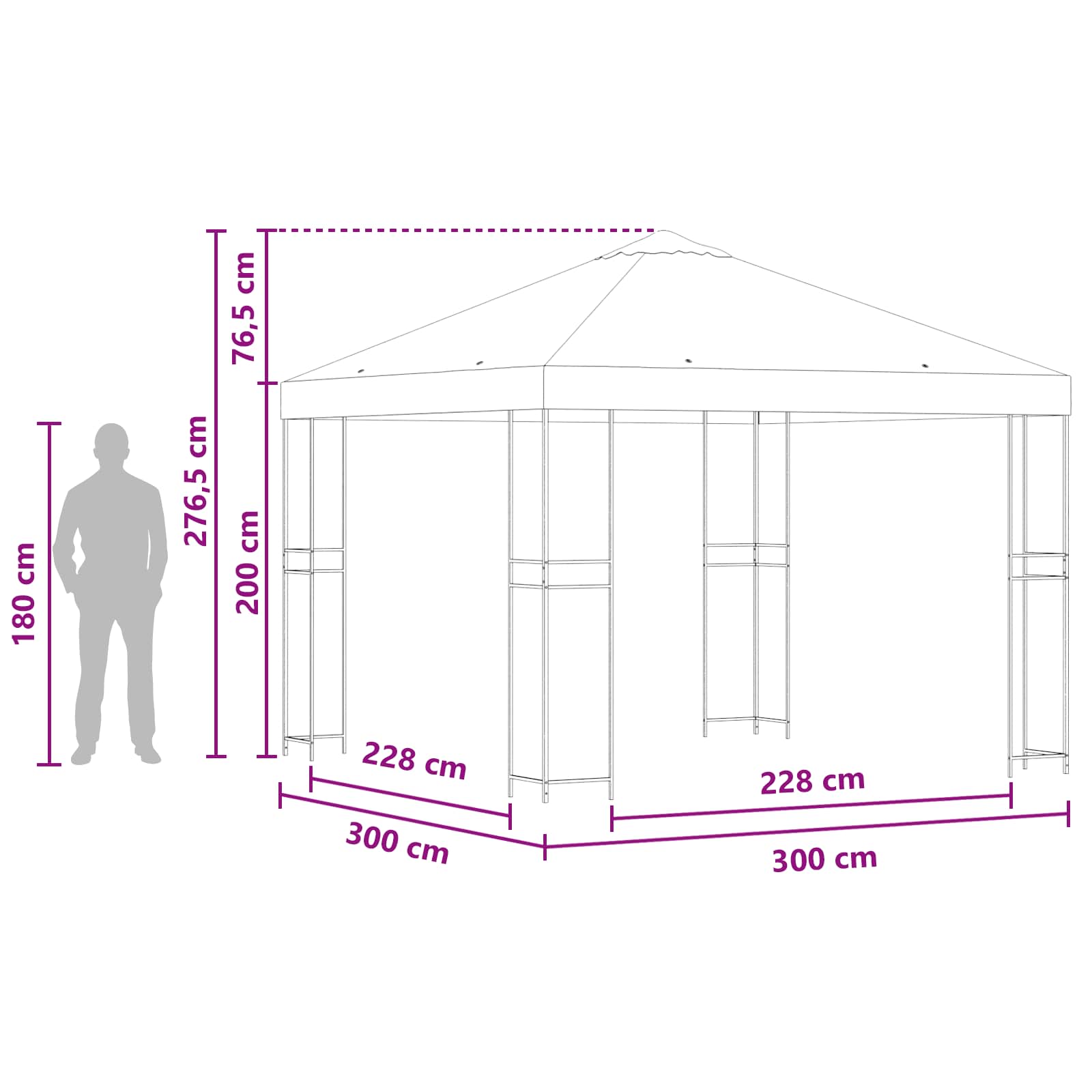 Gazebo 3 x 3 m Krem Poliester i čelik 190 gsm