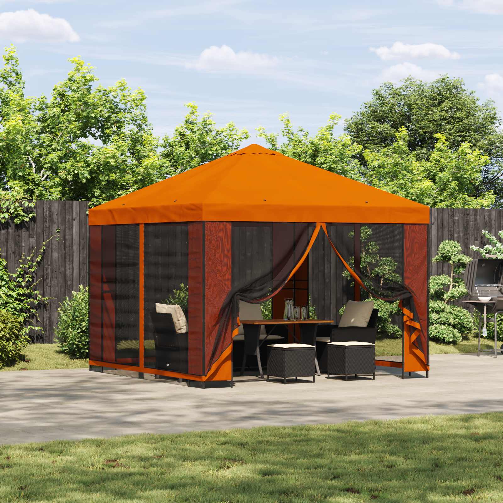 Gazebo 3 x 3 m Narančasta Poliester i čelik 190 gsm