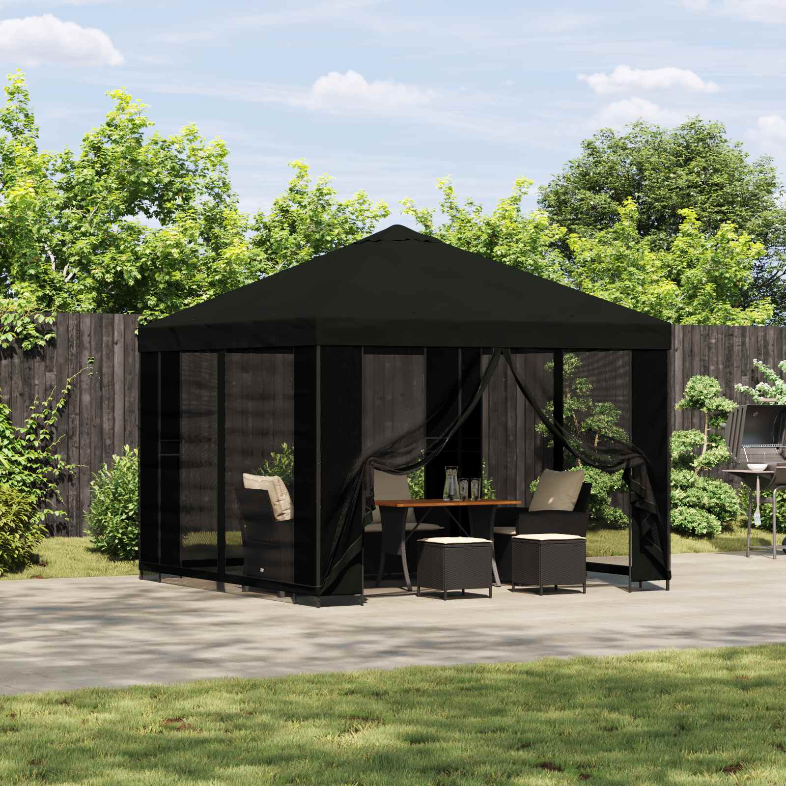 Gazebo 3 x 3 m Crna Poliester i čelik 190 gsm