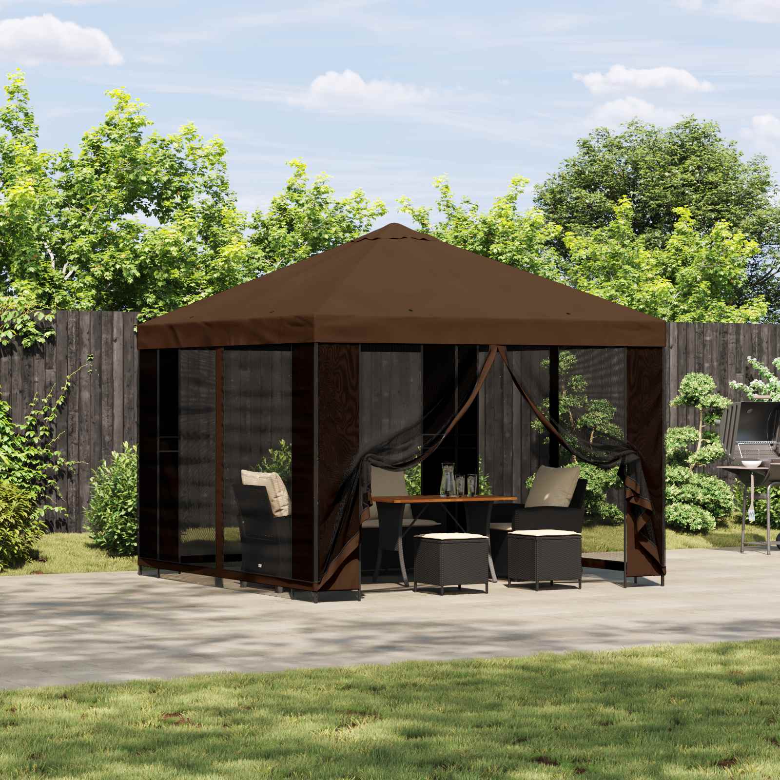 Gazebo 3 x 3 m Smeđa Poliester i čelik 190 gsm