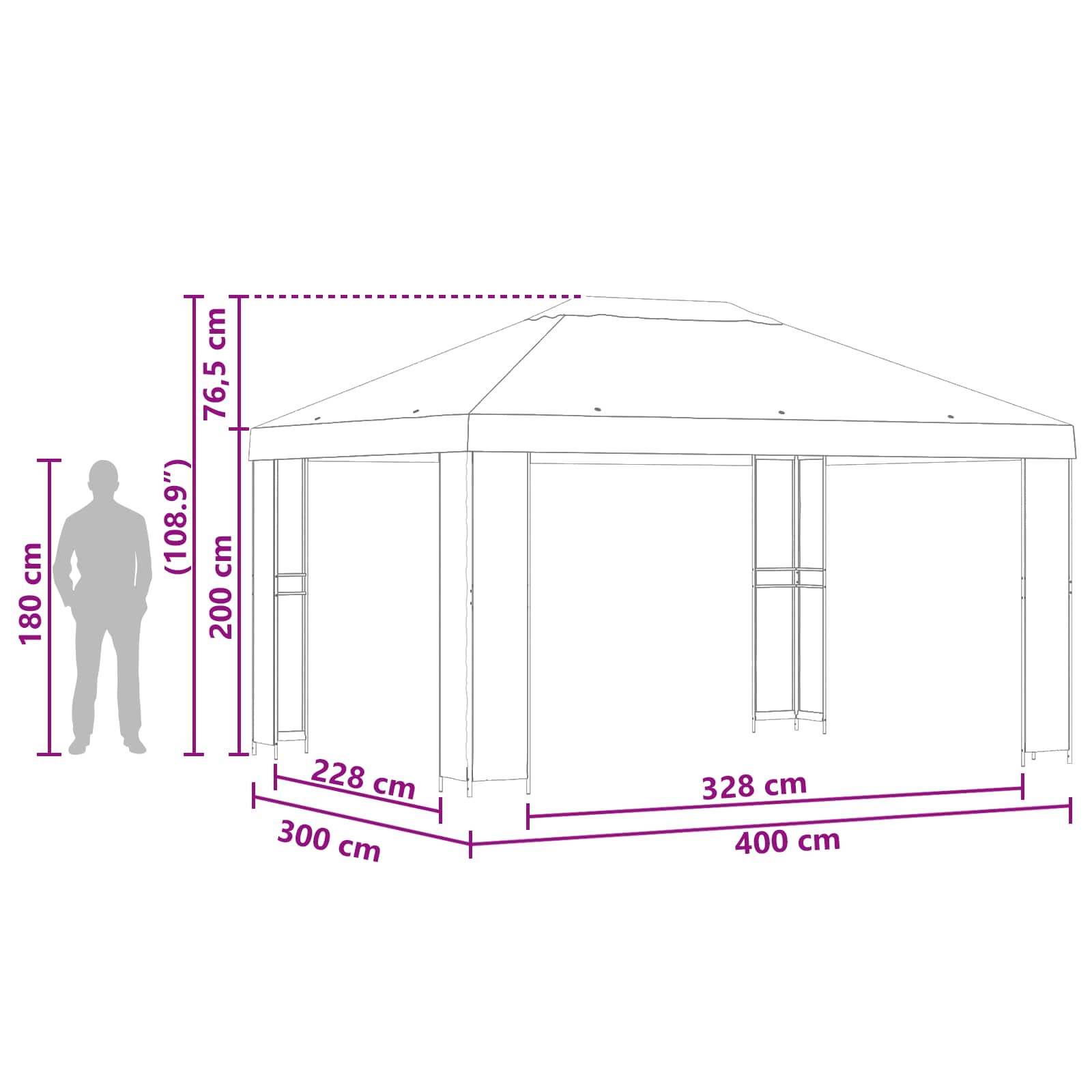 Gazebo 4 × 3 m Krem Poliester i čelik 190 gsm