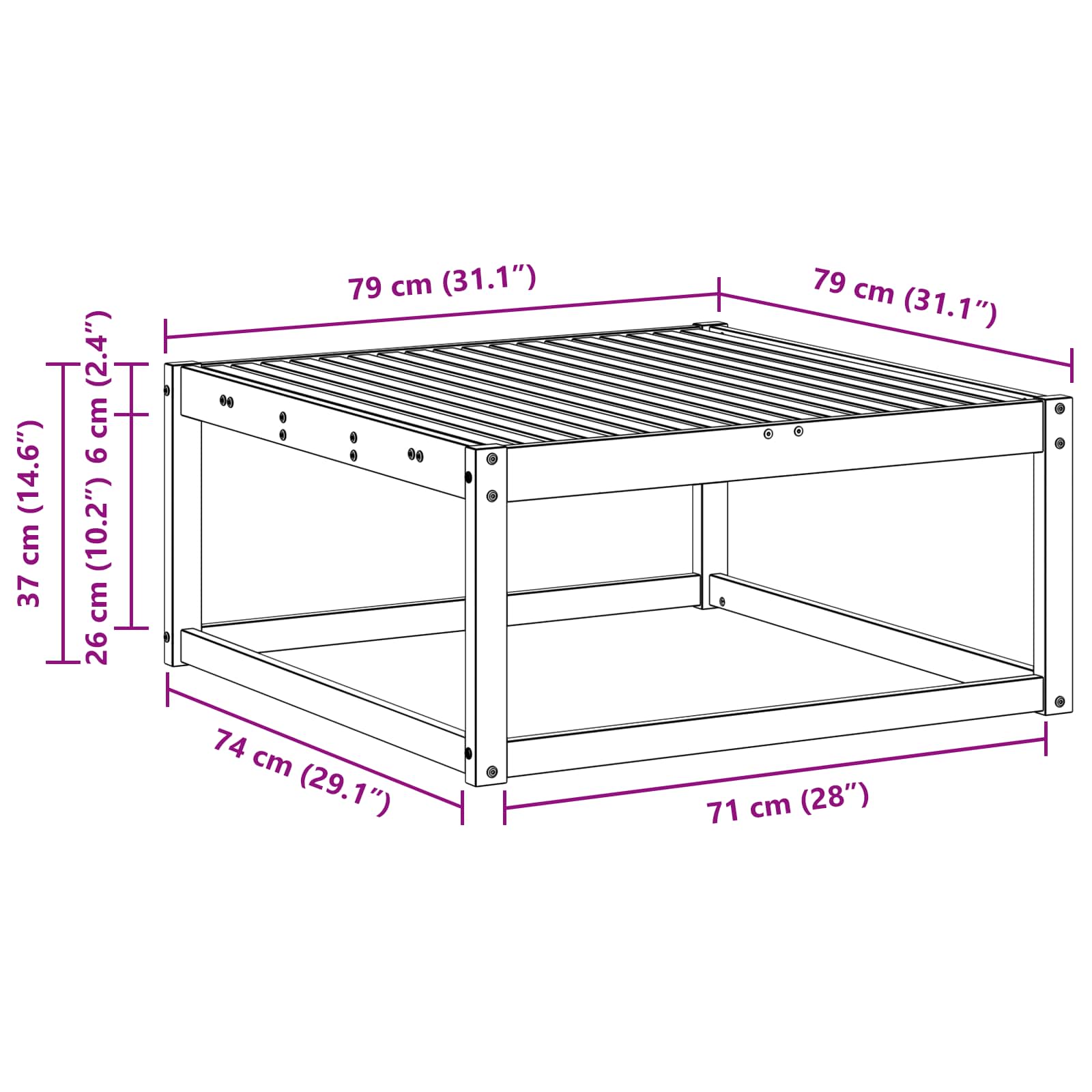 Vanjski stol Prirodna 79 x 79 x 37 cm