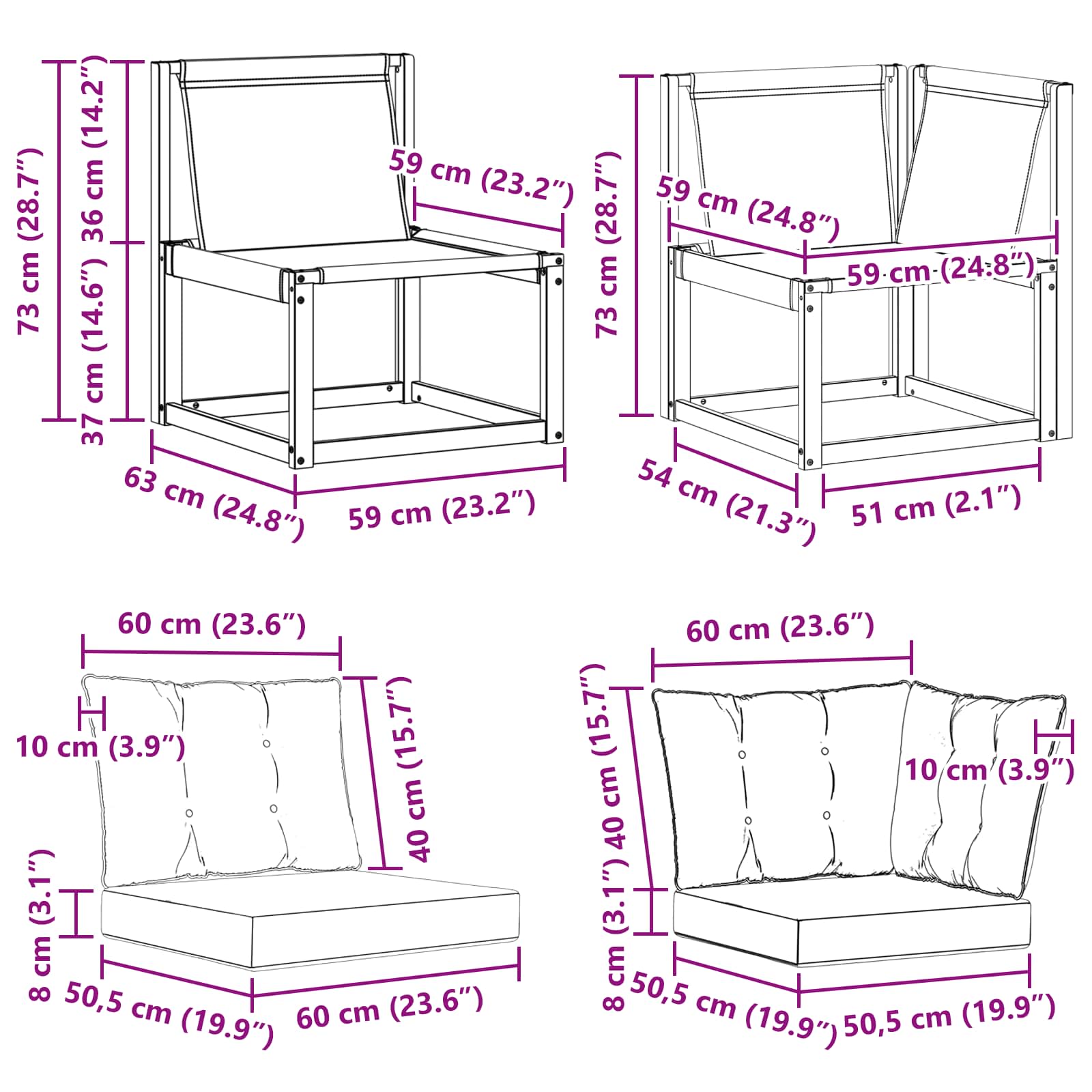 Vanjski srednji i kutni kauč s jastukom 2 Komad Prirodna